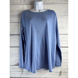The Talbots Woman 1X Blue Long Sleeve Shirt Top 100% Pima Cotton NEW NWT